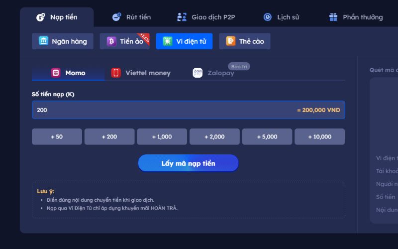 kiểm tra giao dịch nạp tiền Bayclub