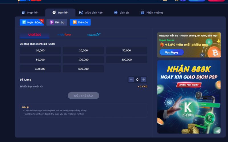 kiểm tra giao dịch rút tiền Bayclub