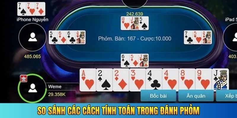 So sánh các cách tính toán trong đánh phỏm